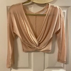 light pink long sleeve crop top